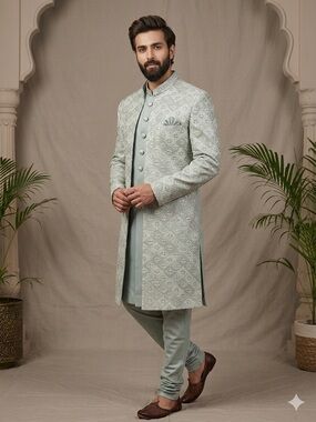 Men’s sherwani very elegant fabric and detailing work